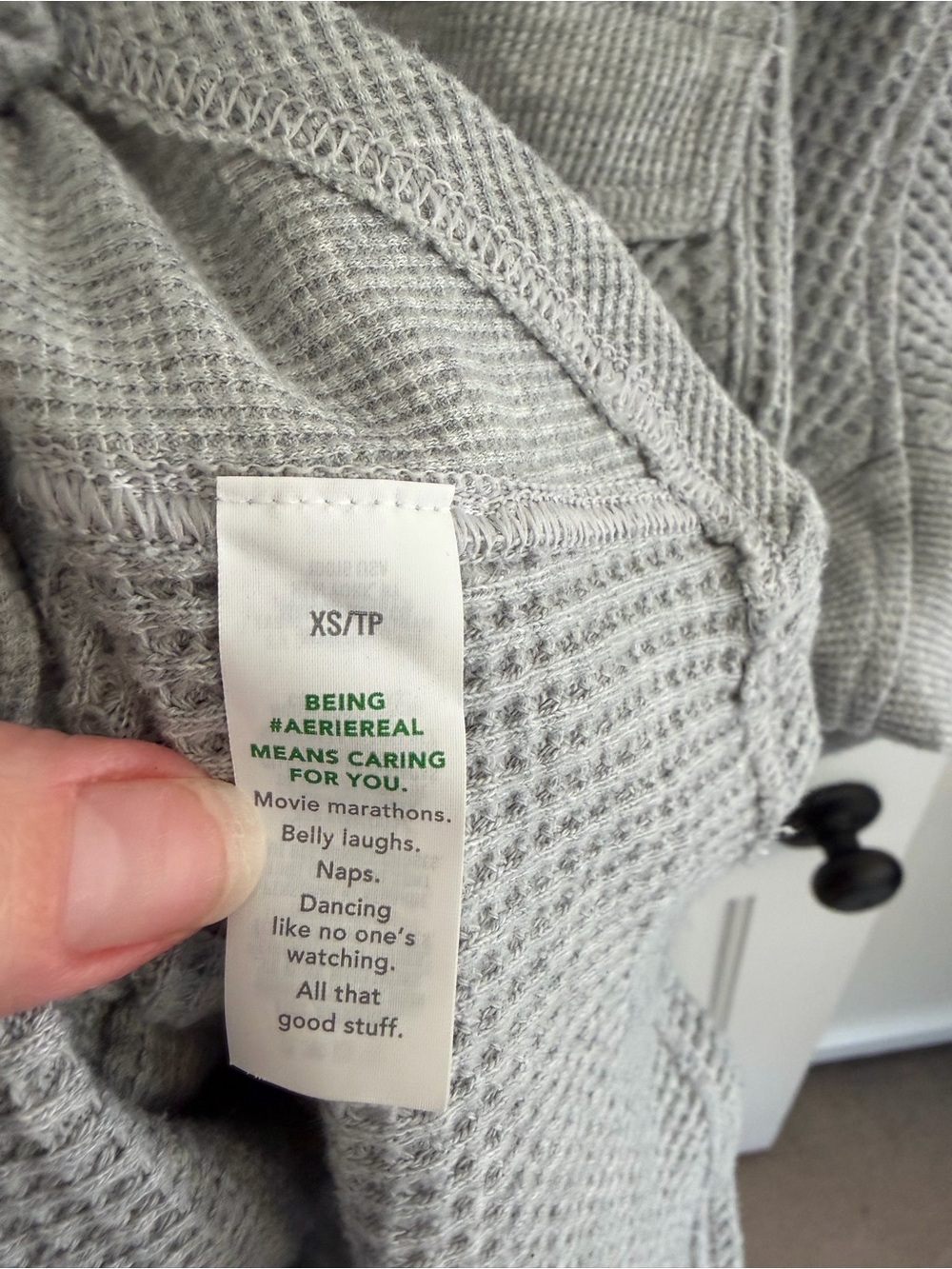 Aerie Gray Waffle Knit Button Front Shacket Overshirt XS - Picture 3 of 5